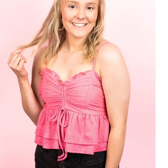❤️NWT  BOUTIQUE   PERFECT for SPRING/SUMMER  IT GIRL BUBBLEGUM GLITTER TANK TOP - Picture 1 of 3